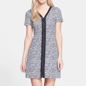 Tory Burch Peninsula Dress Geo Tribal Blue + White XS, EUC